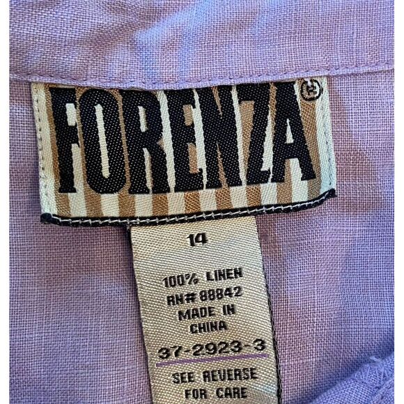 Vintage Forenza Linen Button Up Top 3/4 Sleeve Lagenlook Resort Wear Beach Sz 14 - Picture 4 of 6